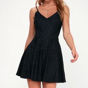 Lulu's Black Lace Skater Dress